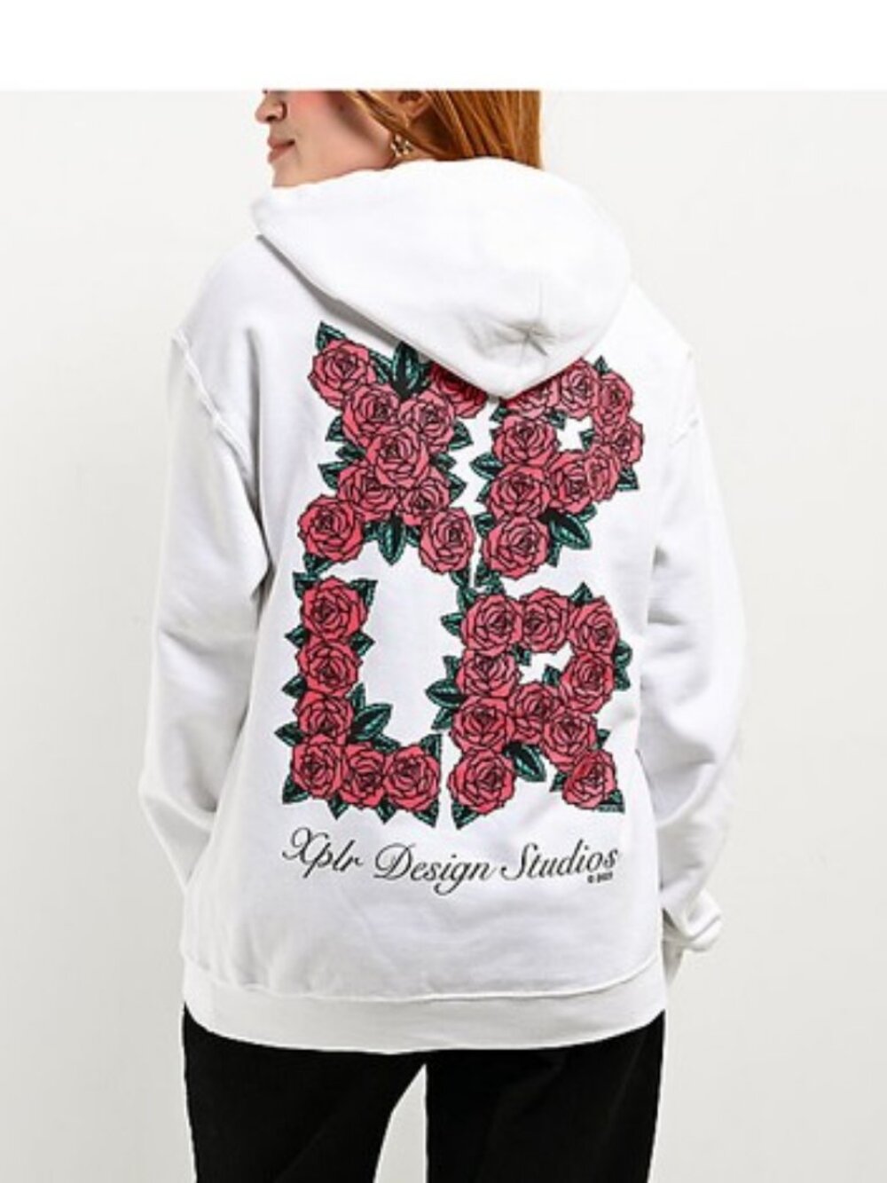 XPLR Roses Logo White Hoodie